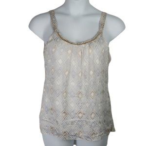 WHBM Velvet Burnout Tank w Gold Chain detail NWT